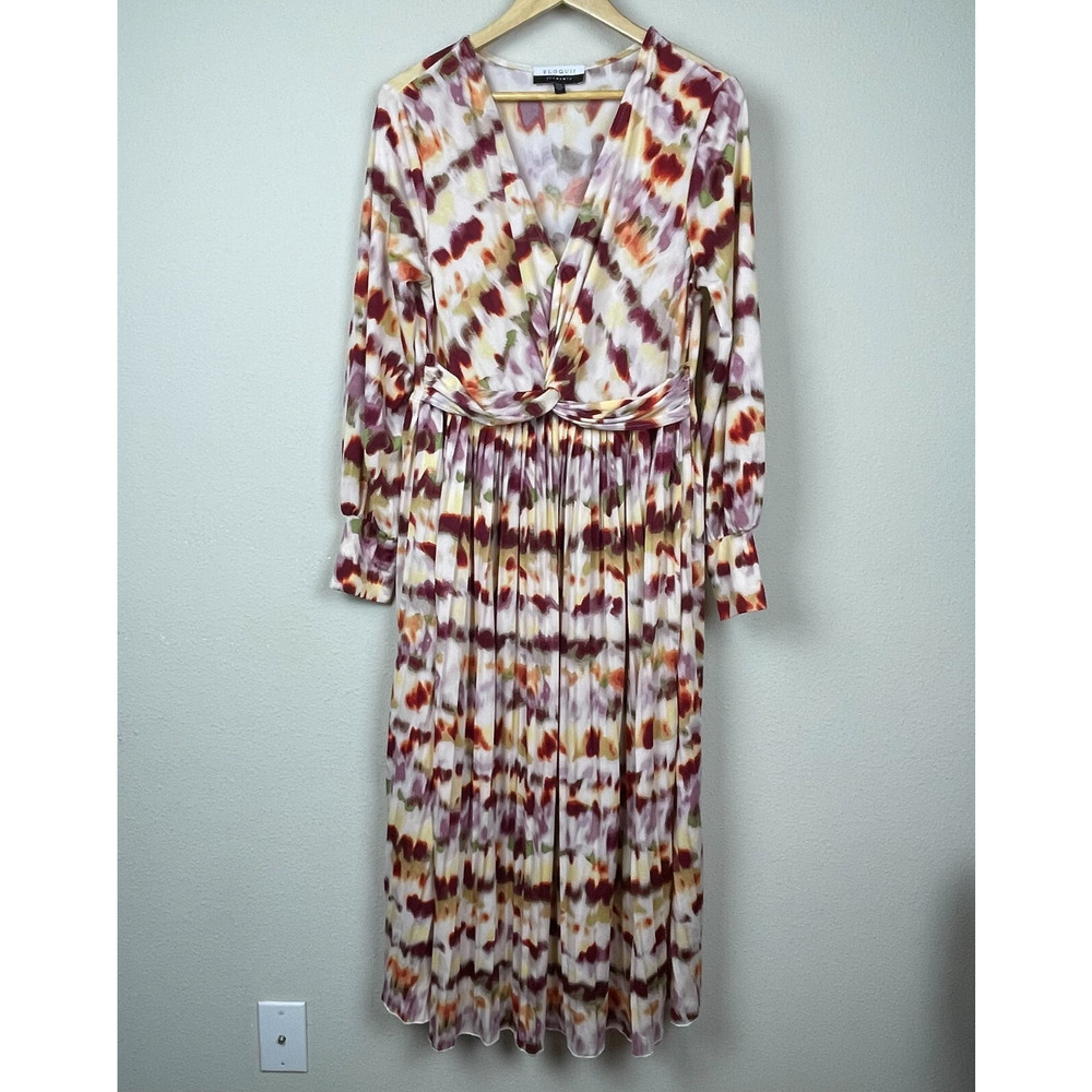 Eloquii Elements Surplice Midi Dress Size 14/16 Forest Fairy Lettuce Hem